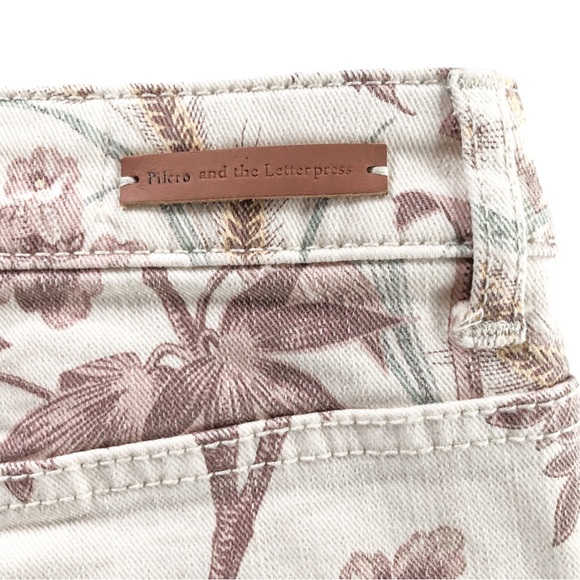 NWTs Pilcro/Anthropologie High Rise Boot Cut Cream & Brown Floral Jeans, Sz 29 - Picture 8 of 13